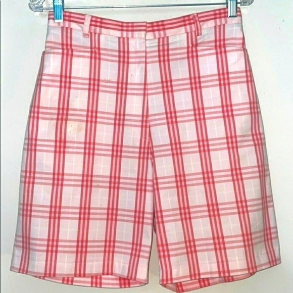 BURBERRY LONDON Vintage White & Pink Plaid Golf Short Size 6 - Picture 1 of 8